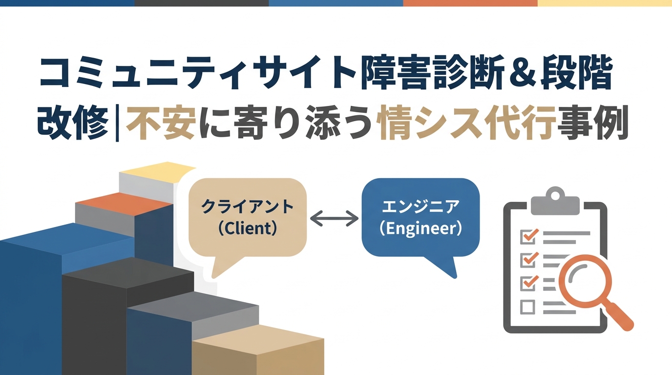 コミュニティサイト障害診断＆段階改修｜不安に寄り添う情シス代行事例