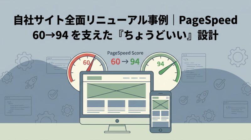 自社サイト内製リニューアル｜外注と内製のちょうどいい判断軸（PageSpeed 60→94）